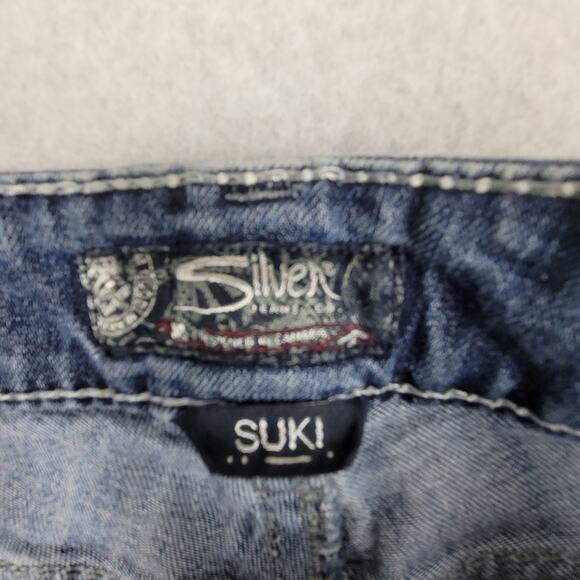 Silver Jeans Womens Size 26 Suki Mid Capri Distressed Embellished - Picture 10 of 16